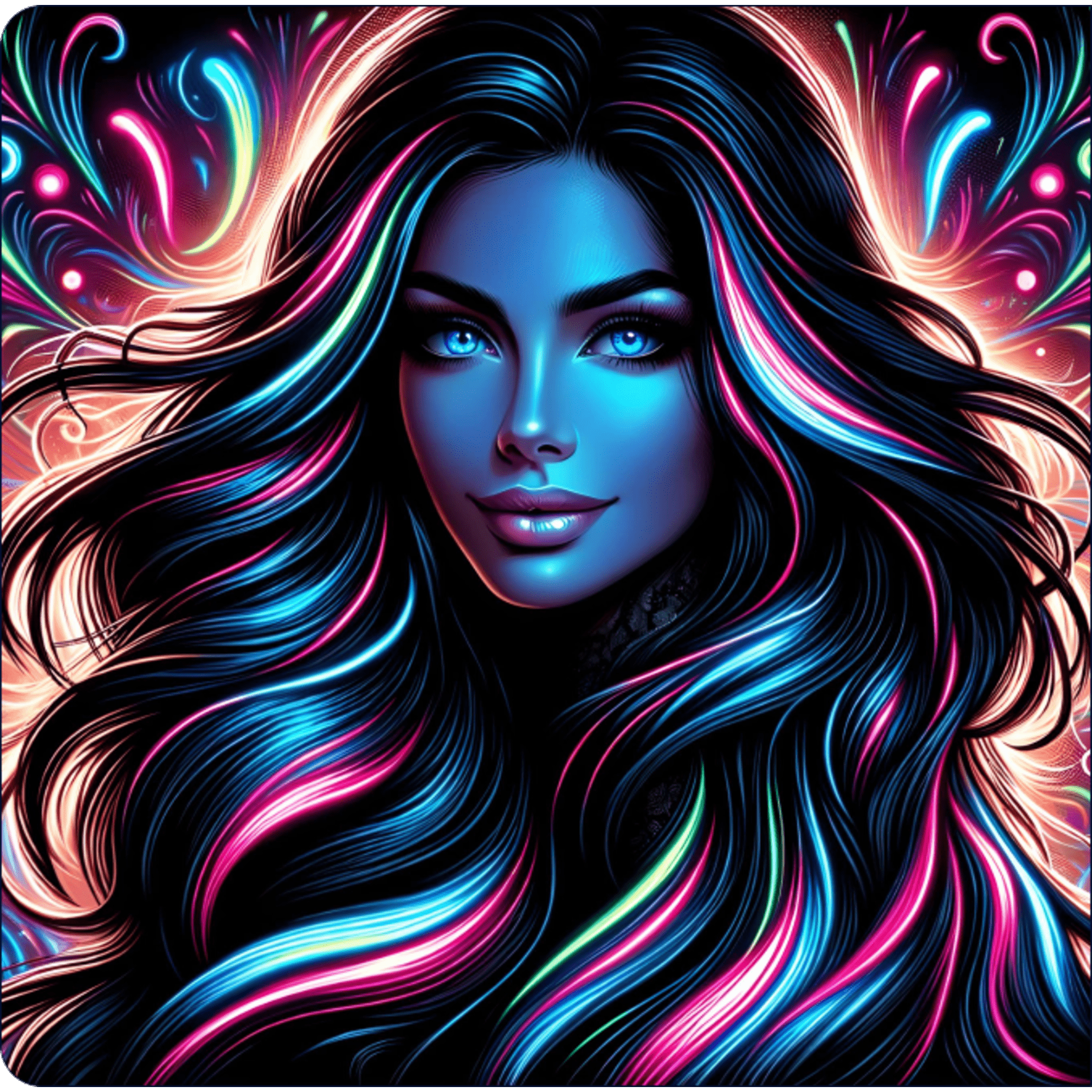 woman with long hair in a blue filter